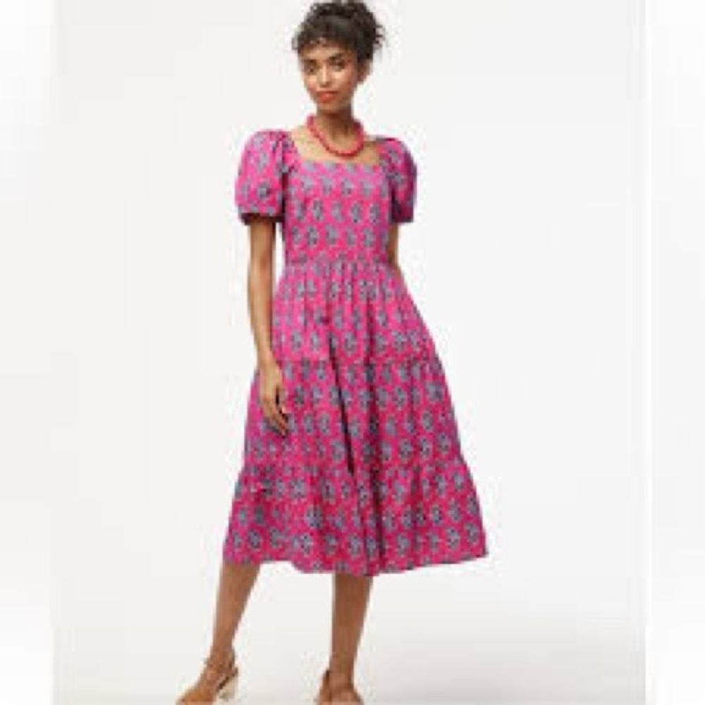 J. Crew Pink Floral Midi Dress